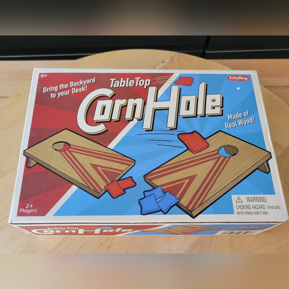 NOB Schylling Table Top Corn Hole Game Brown, Red Blue